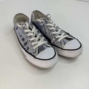 RARE 7.5womens, 5.5mens Converse Chuck Taylor AllStar Lo Iridescent Silver READ!